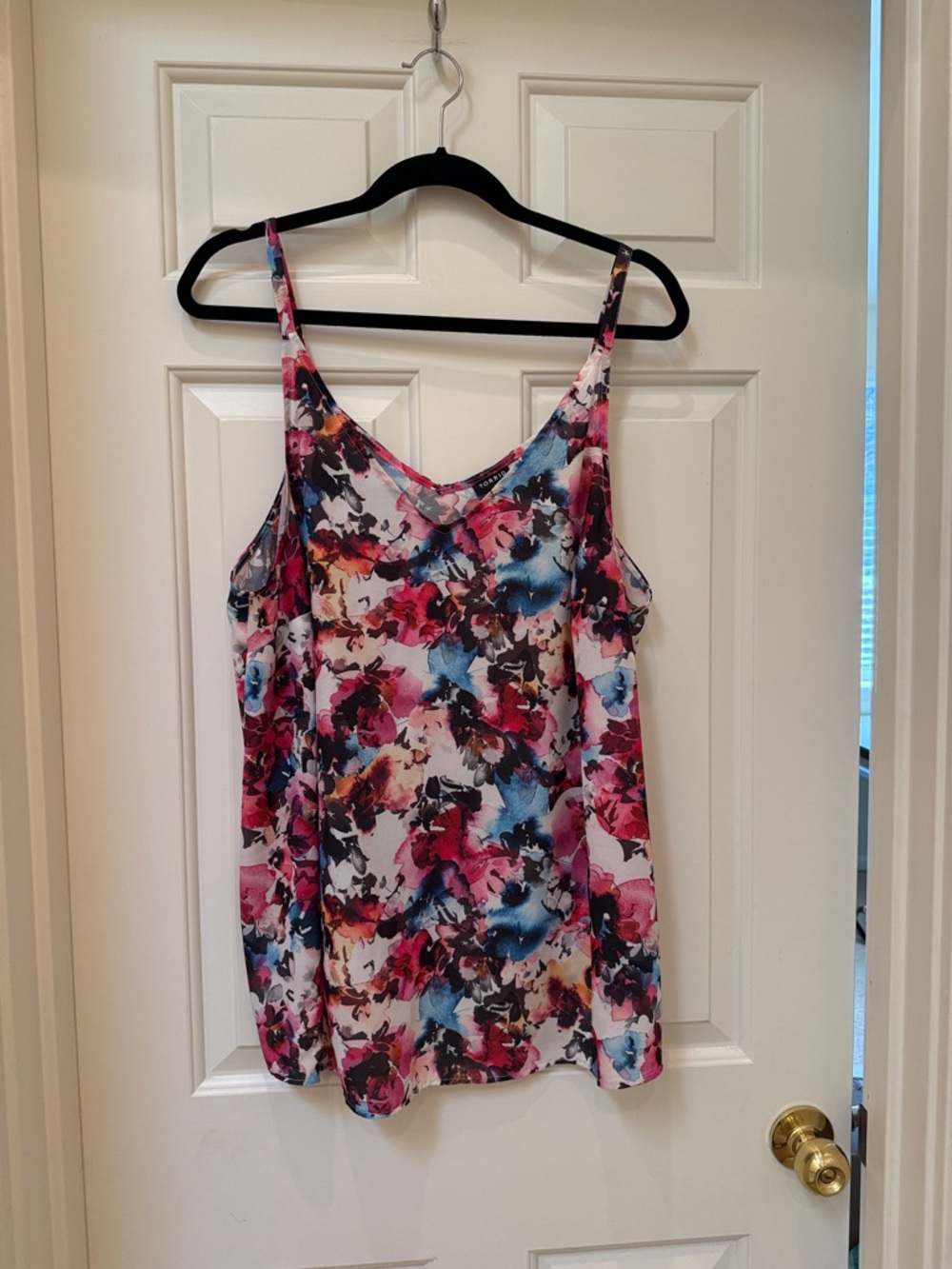 Torrid Floral Print V-Neck Spaghetti Strap Tank Top - Pink Multi
